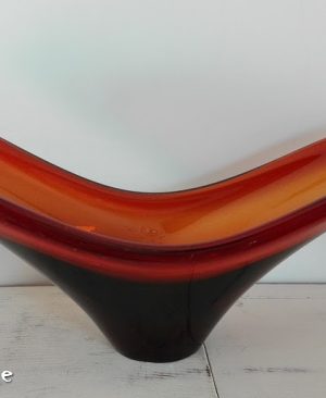 CENTRO DE MESA CRISTAL ÁMBAR MURANO VINTAGE. AÑOS 60 - 70