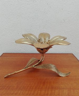 CENICERO PÉTALO FLOR METAL DORADO ANTIGUO VINTAGE AÑOS 50 - 60