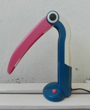 LAMPARA TUCAN PELICANO PELICAN AZUL/ROSA VINTAGE. T. H. HUANG. AÑOS 70 - 80