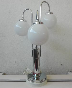 LAMPARA MESA VINTAGE METAL CROMADO TULIPAS