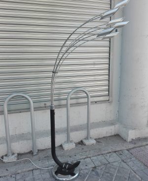 LAMPARA VINTAGE PIE CROMADA 6 LUCES AÑOS 70