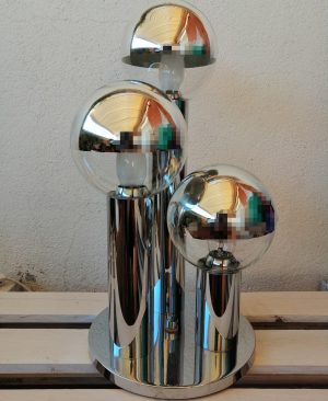 LAMPARA MESA VINTAGE TUBULAR CROMADA AÑOS 70