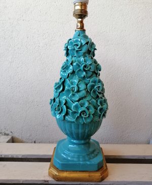 LAMPARA VINTAGE ANTIGUA MANISES PORCELANA CERÁMICA FLORES